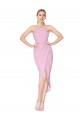 Orchid Sirène Licou Col Haut Crêpe Stretch Courte Asymétrique Robes demoiselle d'honneur / Robes de soirée / Robes de cocktail Prix Réduit