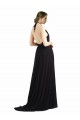 Oyster Argent Trapèze Licou Mousseline Longue Robes demoiselle d'honneur Prix Réduit