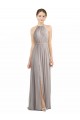 Oyster Argent Trapèze Licou Mousseline Longue Robes demoiselle d'honneur Prix Réduit