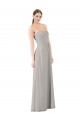 Oyster Argent Trapèze Sans bretelle Mousseline Longue Robes demoiselle d'honneur Prix Réduit