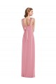 Peau Rose Trapèze Licou Mousseline Longue Robes demoiselle d'honneur Prix Réduit