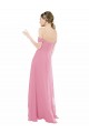 Peau Rose Trapèze Épaule Dénudée Mousseline Longue Robes demoiselle d'honneur Prix Réduit