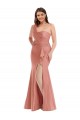 Pêche de Géorgie Sirène Satiné Soyeux Longue Formelles Robes demoiselle d'honneur / Robes de soirée / Robes de bal Prix Réduit