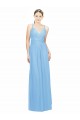 Periwinkle Trapèze Bretelles spaghetti Col V Mousseline Longue Robes demoiselle d'honneur Prix Réduit