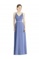 Periwinkle Trapèze Bretelles spaghetti Col V Satiné Longue Robes demoiselle d'honneur Prix Réduit