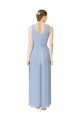 Periwinkle Trapèze Col V Mousseline Longue Robes demoiselle d'honneur Prix Réduit