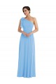 Periwinkle Trompette Mousseline Longue Robes demoiselle d'honneur Prix Réduit