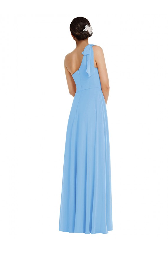 Periwinkle Trompette Mousseline Longue Robes demoiselle d'honneur Prix Réduit