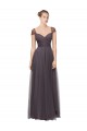 Pewter Trapèze Tulle Longue Robes demoiselle d'honneur Prix Réduit