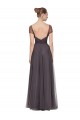 Pewter Trapèze Tulle Longue Robes demoiselle d'honneur Prix Réduit