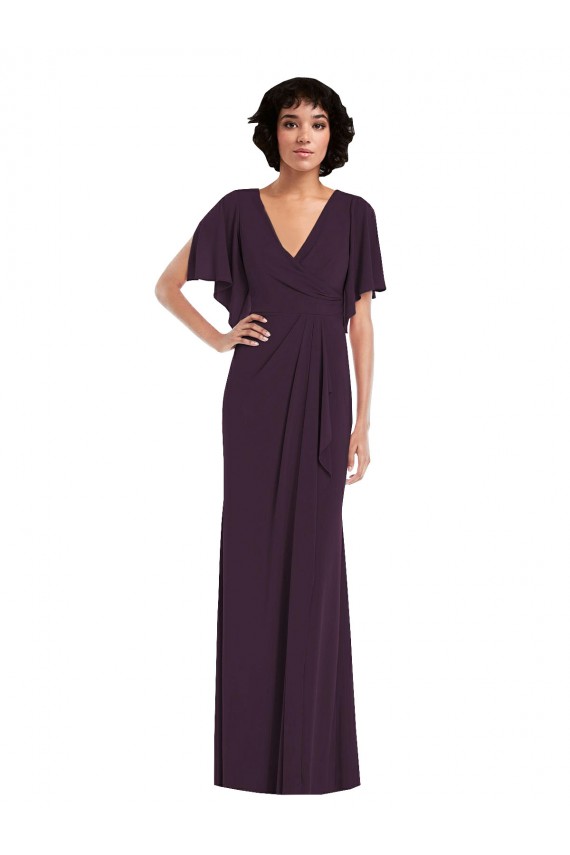 Pourpre Fourreau Col V Spandex Longue Formelles Robes demoiselle d'honneur / Robes de soirée / Robes de bal Prix Réduit