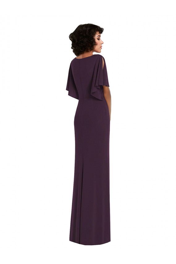 Pourpre Fourreau Col V Spandex Longue Formelles Robes demoiselle d'honneur / Robes de soirée / Robes de bal Prix Réduit
