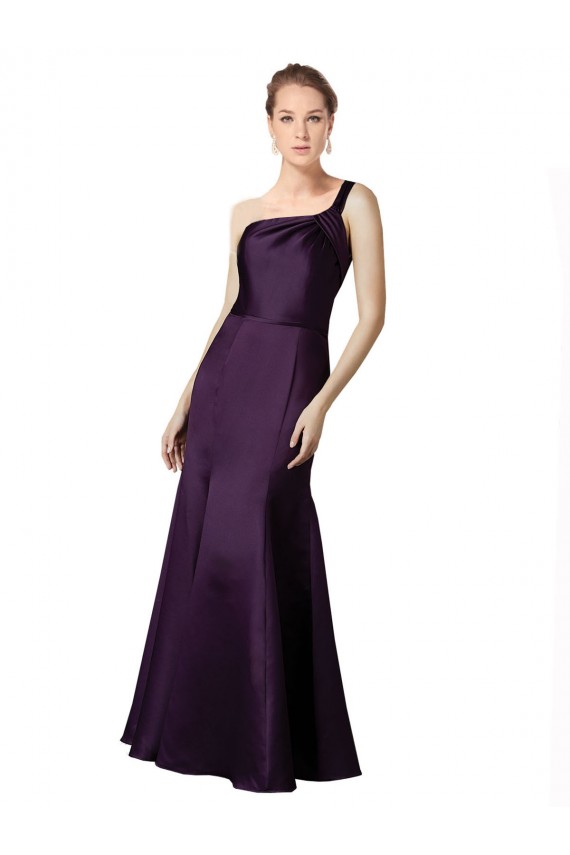 Pourpre Sirène Satiné Longue Robes demoiselle d'honneur / Robes de bal Prix Réduit