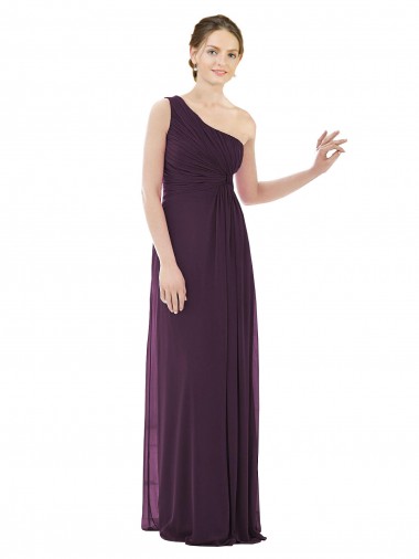 Pourpre Trapèze Mousseline Longue Robes demoiselle d'honneur Prix Réduit
