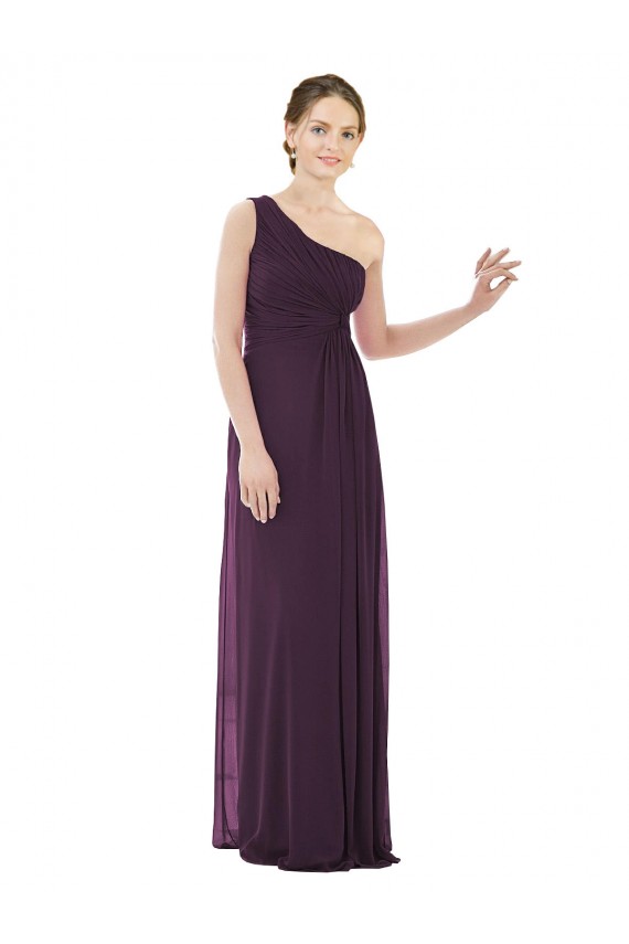 Pourpre Trapèze Mousseline Longue Robes demoiselle d'honneur Prix Réduit