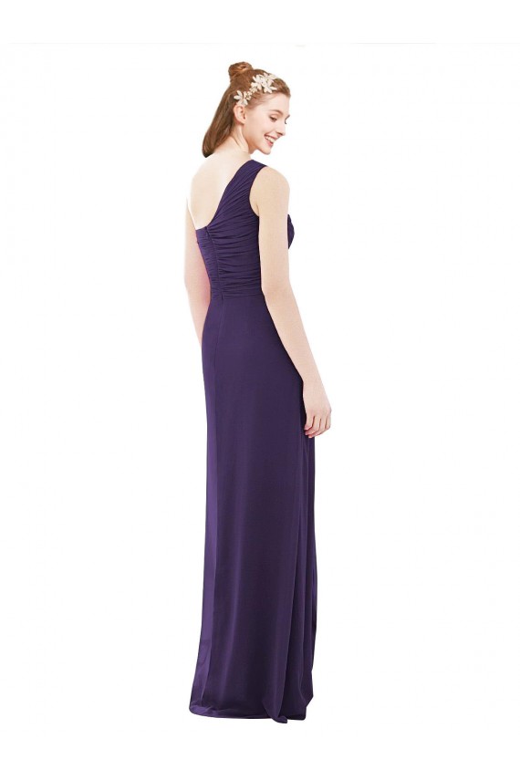 Pourpre Trapèze Mousseline Longue Robes demoiselle d'honneur Prix Réduit