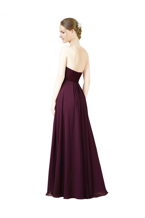 Pourpre Trapèze Mousseline Longue Robes demoiselle d'honneur Prix Réduit