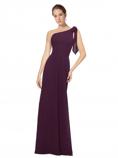 Pourpre Trapèze Mousseline Longue Robes demoiselle d'honneur Prix Réduit