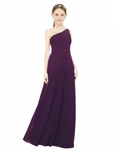 Pourpre Trapèze Mousseline Longue Robes demoiselle d'honneur Prix Réduit