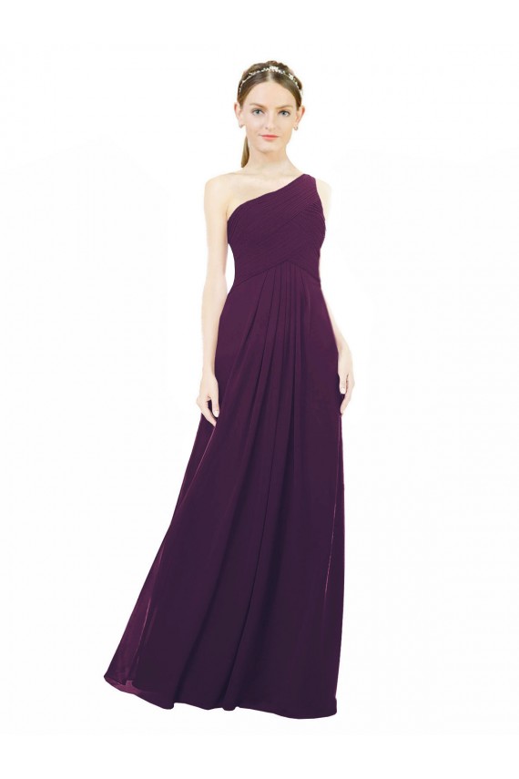 Pourpre Trapèze Mousseline Longue Robes demoiselle d'honneur Prix Réduit