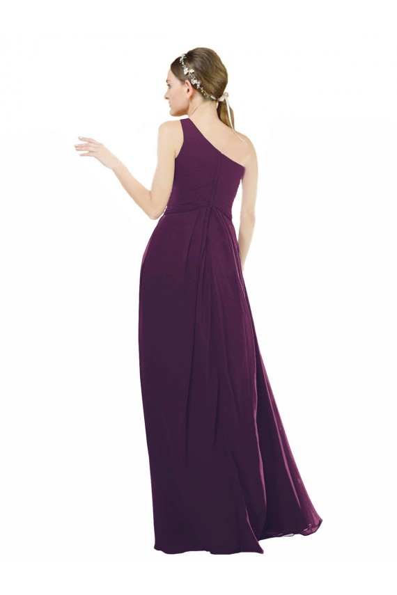 Pourpre Trapèze Mousseline Longue Robes demoiselle d'honneur Prix Réduit