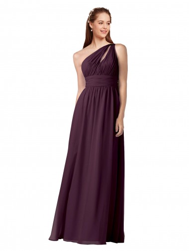 Pourpre Trapèze Mousseline Longue Robes demoiselle d'honneur Prix Réduit