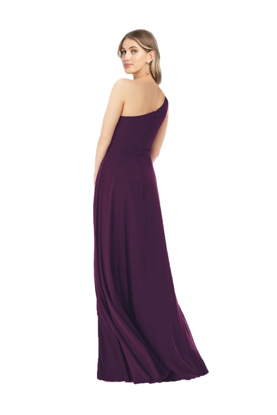 Pourpre Trapèze Mousseline Longue Robes demoiselle d'honneur Prix Réduit