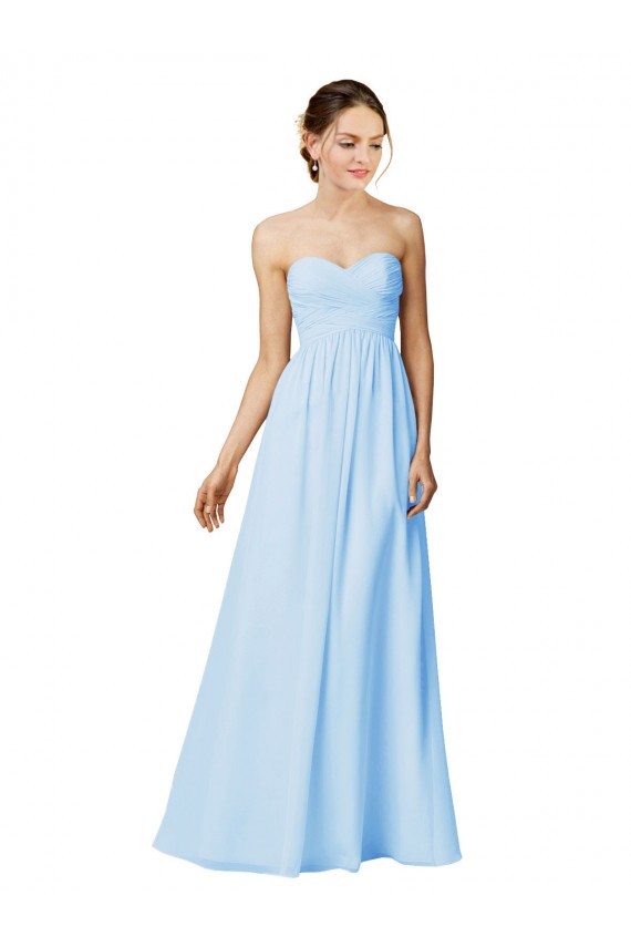 Pourpre Trapèze Sans bretelle Mousseline Longue Robes demoiselle d'honneur Prix Réduit