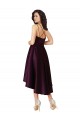 Pourpre Trapèze Scoop Neck Satiné Courte Asymétrique Robes demoiselle d'honneur / Robes de bal Prix Réduit