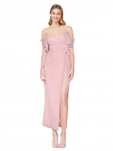 Primevère Sirène Épaule Dénudée Mousseline Courte Robes demoiselle d'honneur / Robes de soirée / Robes de bal Prix Réduit