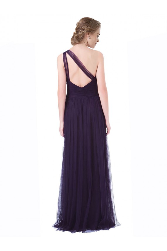 Prune Trapèze Tulle Longue Robes demoiselle d'honneur Prix Réduit