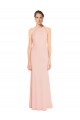 Rose 114 Trapèze Bretelles spaghetti Mousseline Longue Robes demoiselle d'honneur Prix Réduit