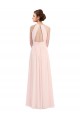 Rose 42 Trapèze Licou Mousseline Longue Robes demoiselle d'honneur Prix Réduit