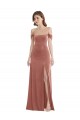 Rose Cannelle Trapèze Épaule Dénudée Velours Stretch Longue Robes demoiselle d'honneur / Robes de bal Prix Réduit