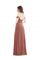 Rose Cannelle Trapèze Épaule Dénudée Velours Stretch Longue Robes demoiselle d'honneur / Robes de bal Prix Réduit