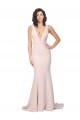 Rose Fourreau Col V Balayage train Crêpe Stretch Longue Formelles Robes demoiselle d'honneur / Robes de soirée / Robes de bal Prix Réduit