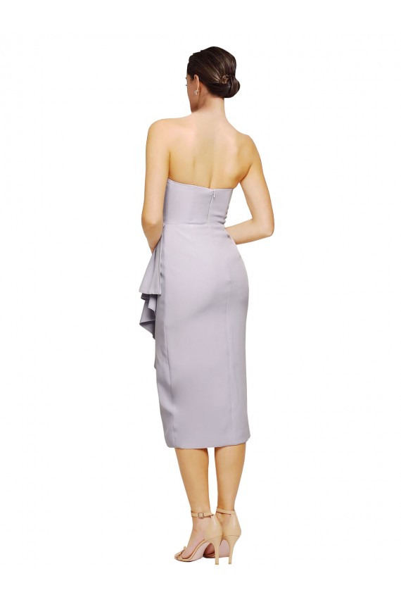 Lilas arctique Fourreau Sans bretelle midi Crêpe Stretch Courte Asymétrique Robes demoiselle d'honneur / Robes de soirée / Robes de cocktail Prix Réduit
