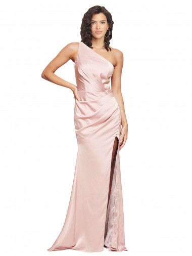 Rose Fourreau Satiné Soyeux Longue Formelles Robes demoiselle d'honneur / Robes de soirée / Robes de bal Prix Réduit