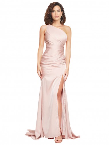 Rose Fourreau Satiné Soyeux Longue Formelles Robes demoiselle d'honneur / Robes de soirée / Robes de bal Prix Réduit