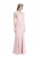 Rose Sirène Bretelles spaghetti Col Carré Crêpe Stretch Longue Robes demoiselle d'honneur / Robes de bal Prix Réduit