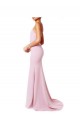 Rose Sirène Bretelles spaghetti Col Carré Crêpe Stretch Longue Robes demoiselle d'honneur / Robes de bal Prix Réduit