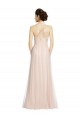 Rose Trapèze Bretelles spaghetti Tulle Longue Robes demoiselle d'honneur Prix Réduit
