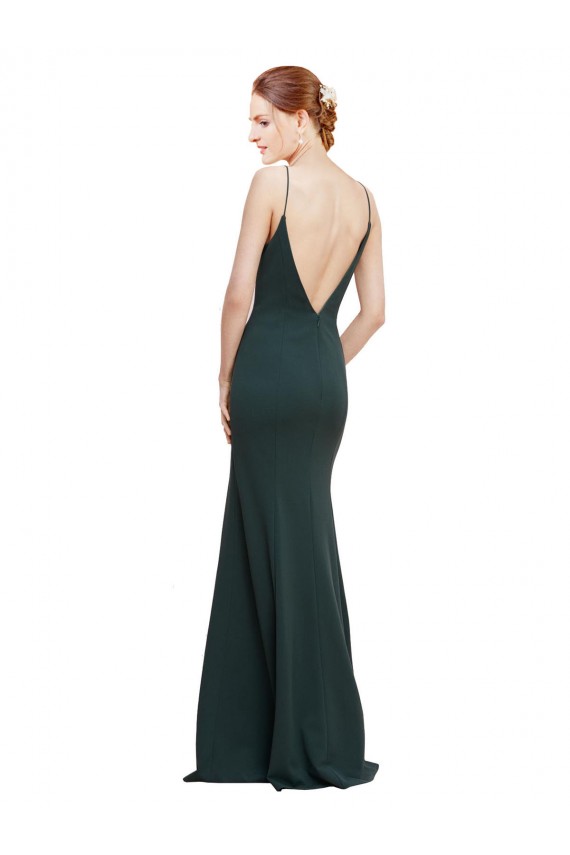 Rose Trapèze Col V Crêpe Stretch Longue Formelles Robes demoiselle d'honneur / Robes de soirée / Robes de bal Prix Réduit