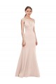 Rose Trapèze Col V Crêpe Stretch Longue Formelles Robes demoiselle d'honneur / Robes de soirée / Robes de bal Prix Réduit