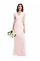 Rose Trapèze Col V Crêpe Stretch Longue Formelles Robes demoiselle d'honneur / Robes de soirée / Robes de bal Prix Réduit