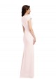 Rose Trapèze Col V Crêpe Stretch Longue Formelles Robes demoiselle d'honneur / Robes de soirée / Robes de bal Prix Réduit