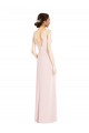 Rose Trapèze Col V Crêpe Stretch Longue Robes demoiselle d'honneur / Robes de bal Prix Réduit