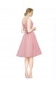 Rose Trapèze Col V Tulle Courte Robes demoiselle d'honneur / Robes de cocktail Prix Réduit