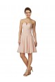 Rose Trapèze Mousseline Dentelle Courte Robes demoiselle d'honneur / Robes de cocktail Prix Réduit