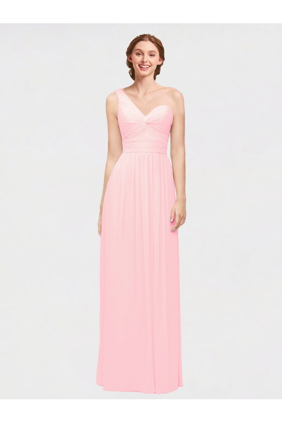 Rose Trapèze Mousseline Longue Robes demoiselle d'honneur Prix Réduit